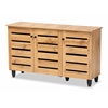 Baxton Studio Gisela Modern and Contemporary Oak Brown Finished Wood 3-Door Shoe Storage Cabinet